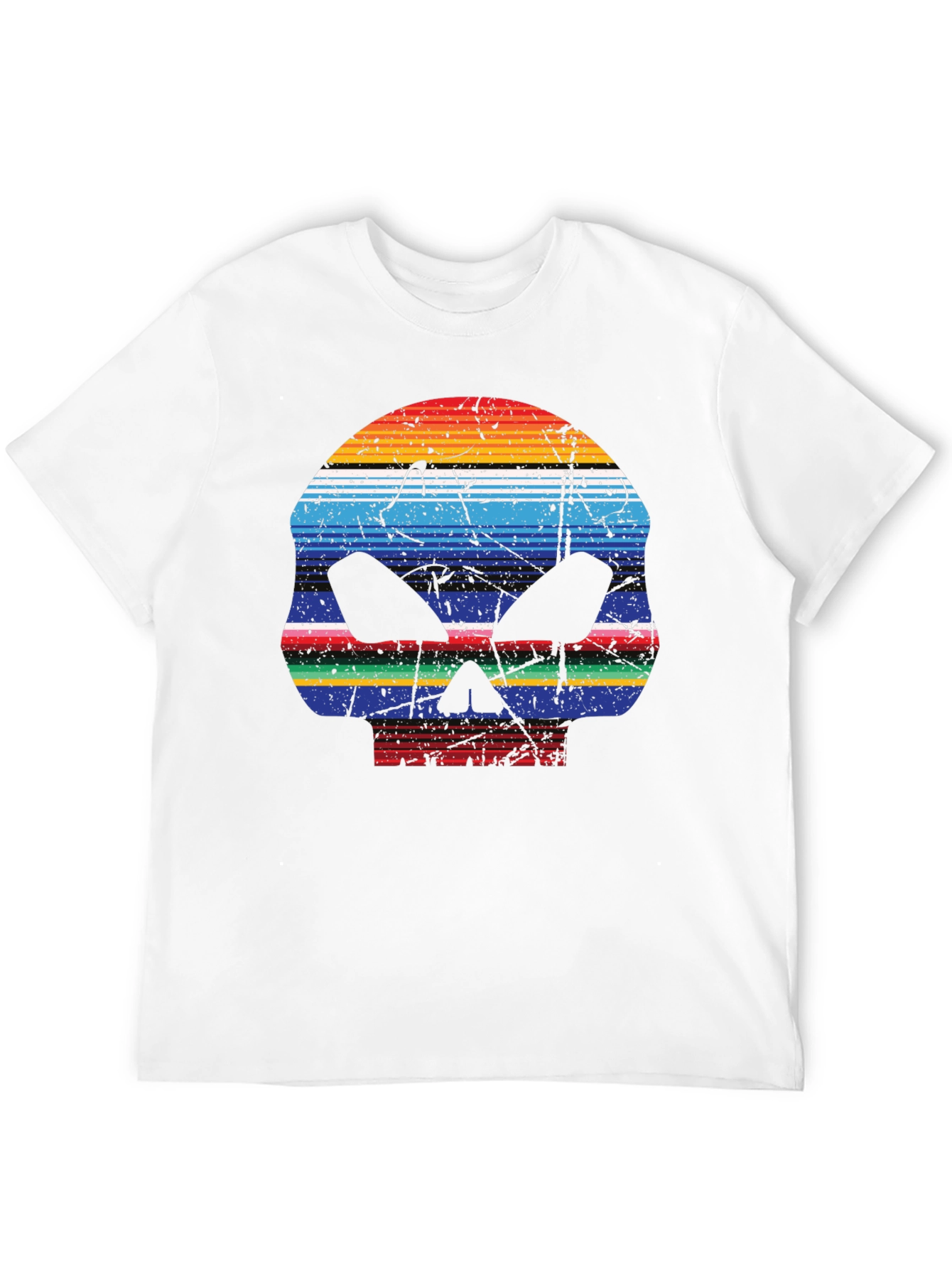 Striped Skull Graphic T-Shirt - Mens Casual Tee