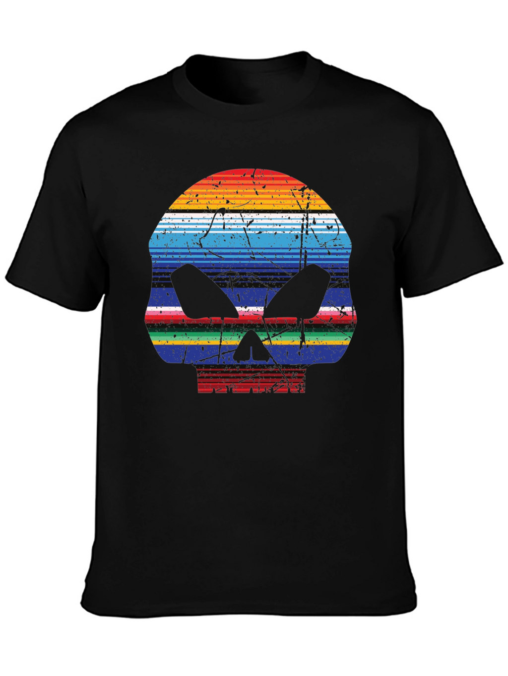 Striped Skull Graphic T-Shirt - Mens Casual Tee