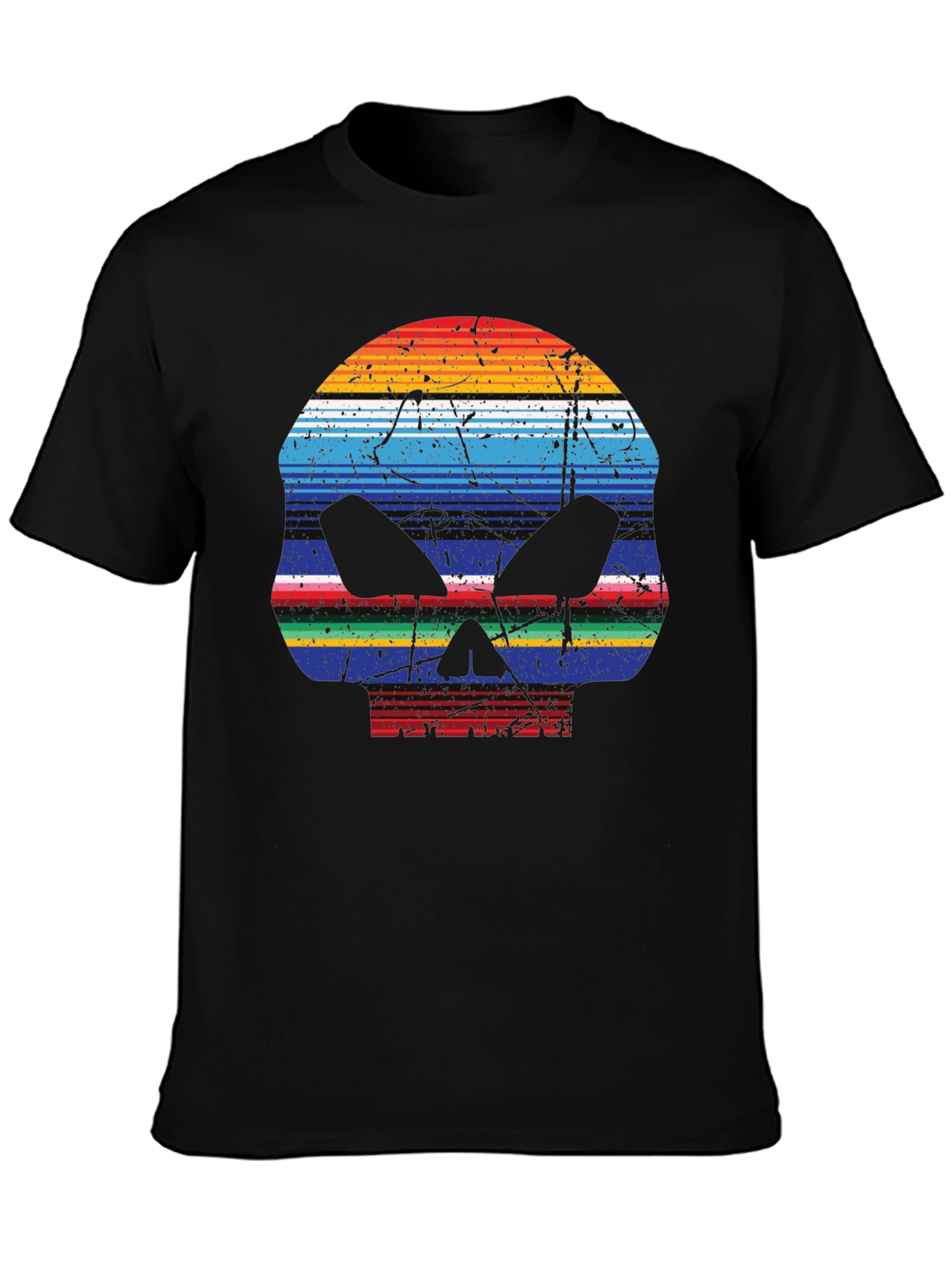 Striped Skull Graphic T-Shirt - Mens Casual Tee