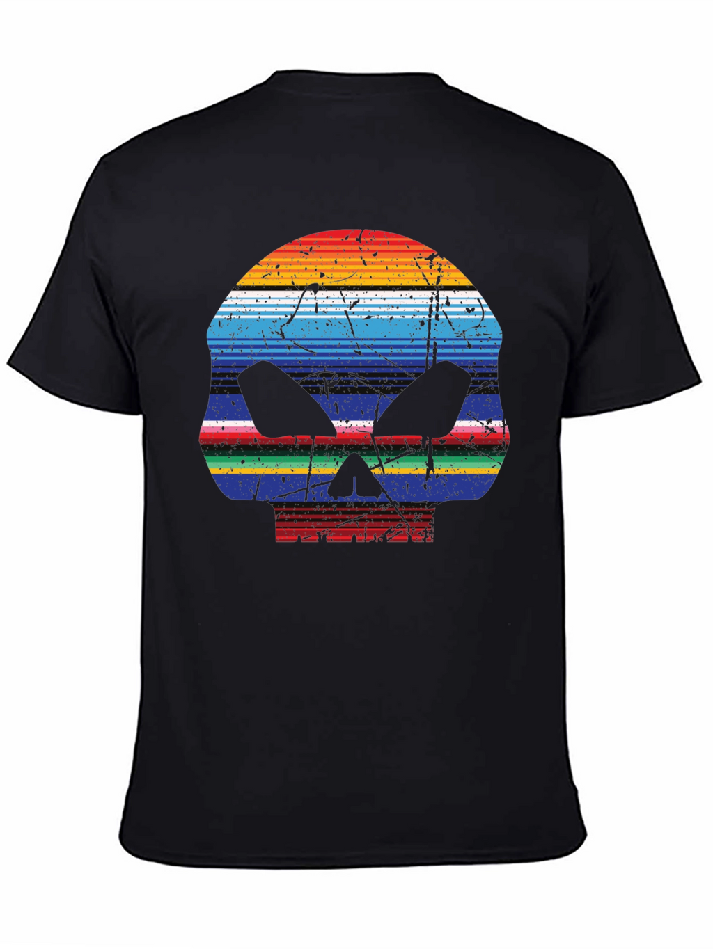 Striped Skull Graphic T-Shirt - Mens Casual Tee