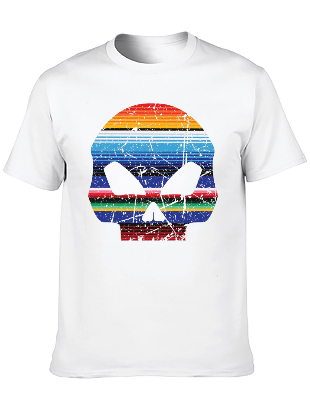 Striped Skull Graphic T-Shirt - Mens Casual Tee