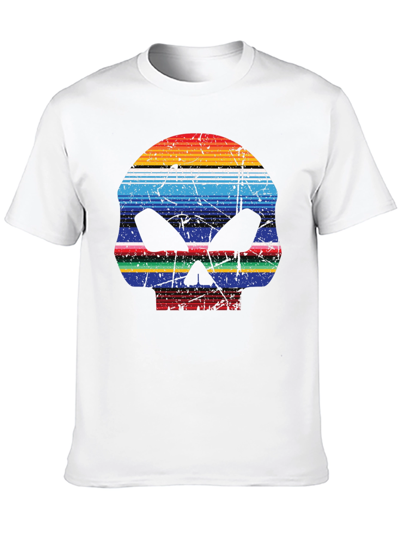 Striped Skull Graphic T-Shirt - Mens Casual Tee