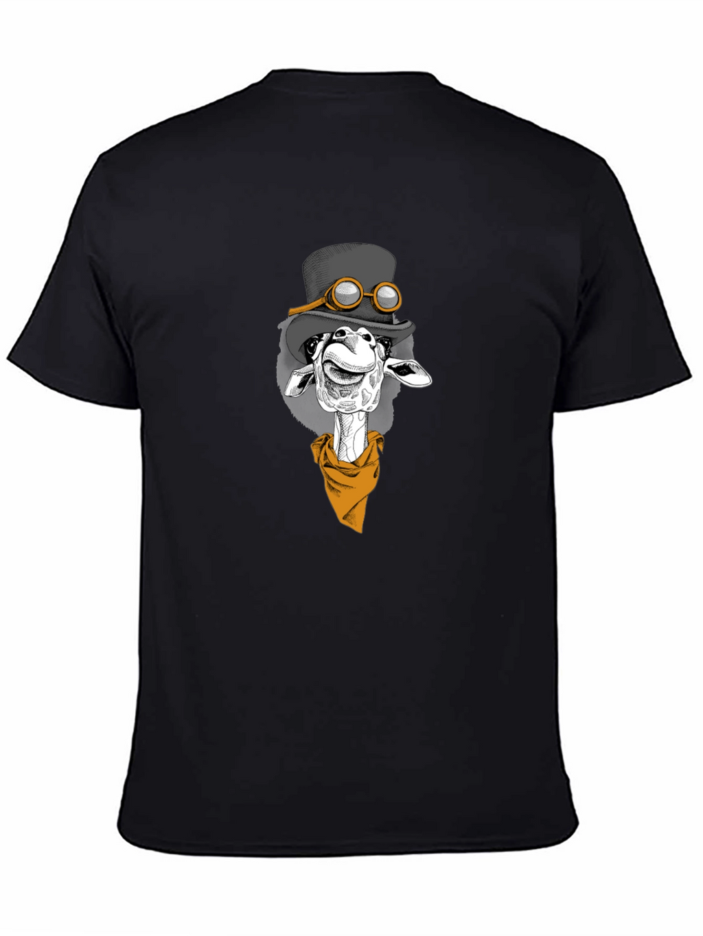 Giraffe Steampunk Graphic Tee - Black Cotton T-Shirt