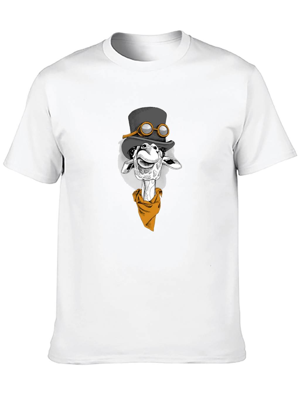 Giraffe Steampunk Graphic Tee - Black Cotton T-Shirt