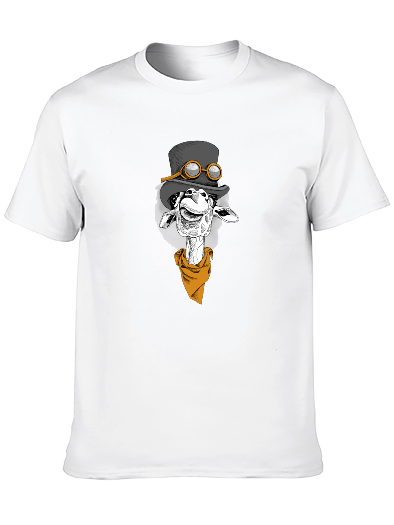 Giraffe Steampunk Graphic Tee - Black Cotton T-Shirt