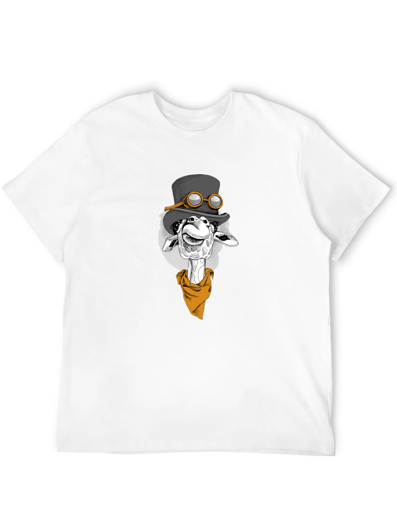Giraffe Steampunk Graphic Tee - Black Cotton T-Shirt