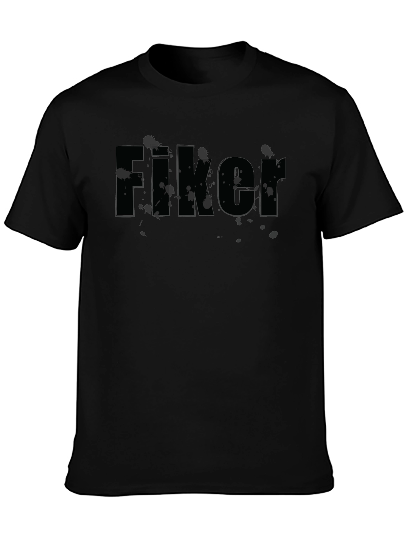 Mens Black Fiker Graphic Print T-Shirt