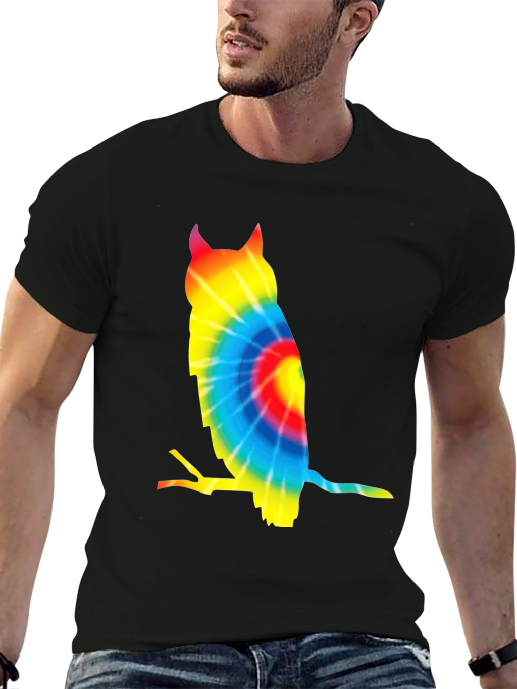 Tie Dye Owl Graphic Tee - Unique Mens T-Shirt