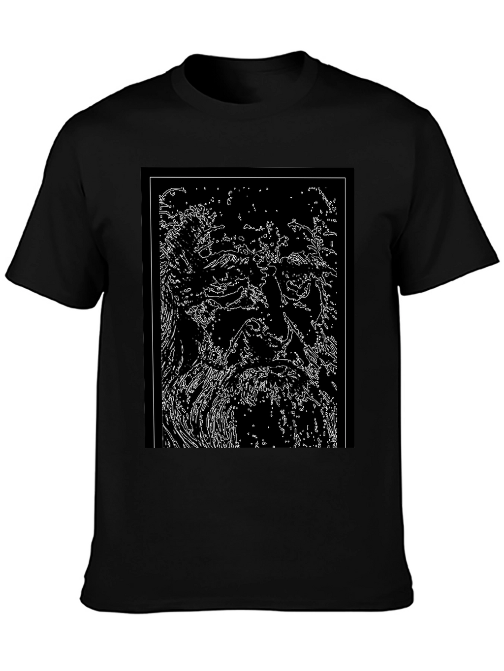 Abstract Face Graphic Black T-Shirt