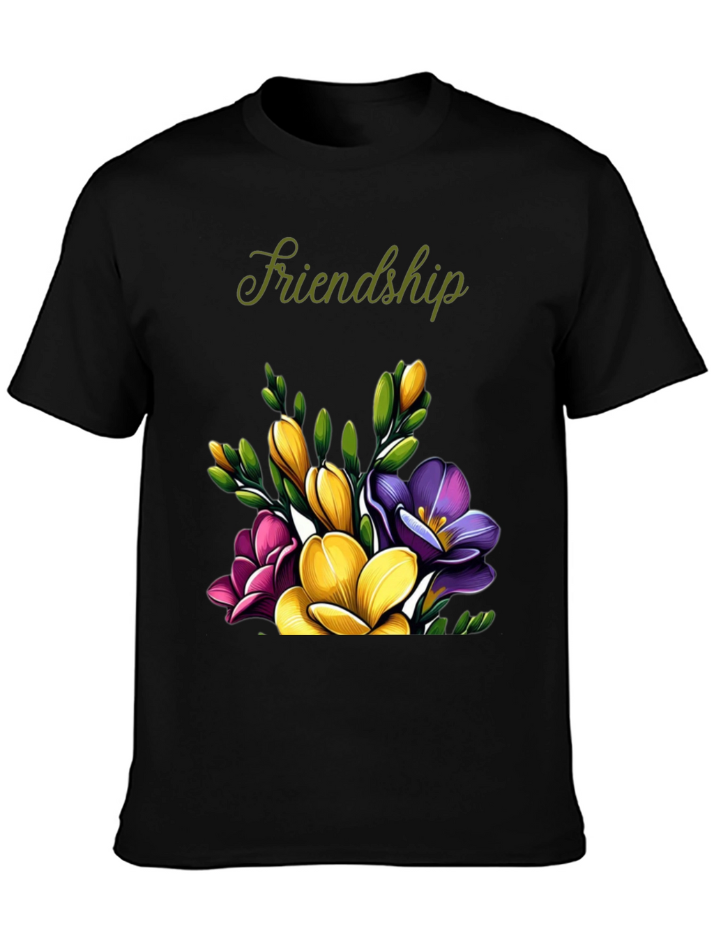 Friendship Floral T-Shirt - Black
