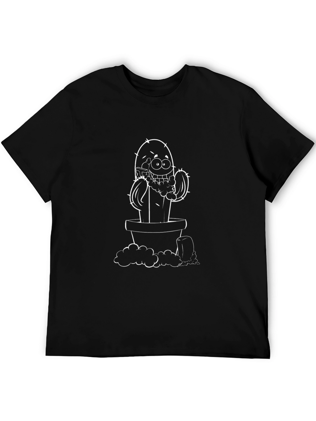 Funny Cactus Cartoon T-Shirt - Black