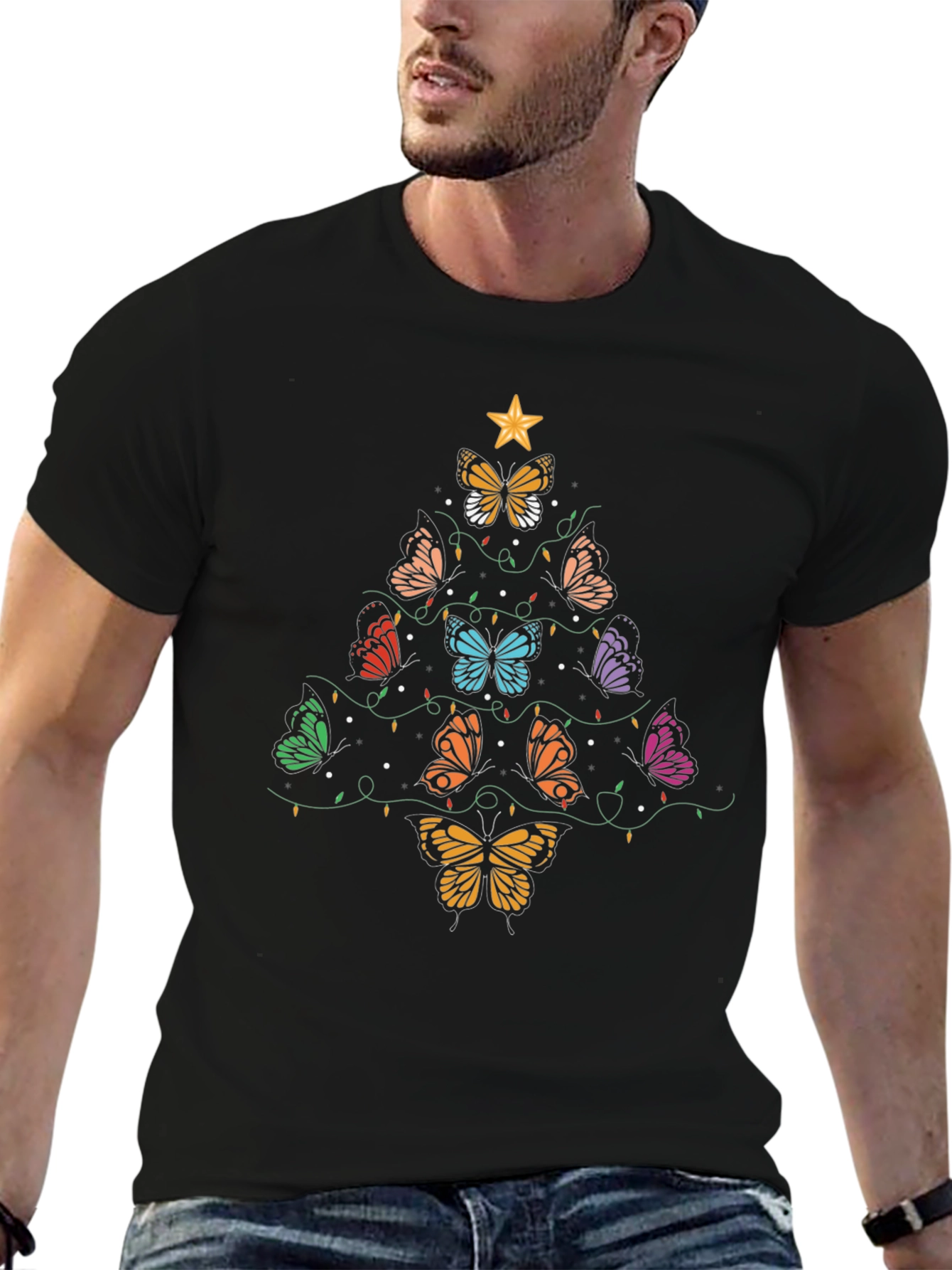 Butterfly Christmas Tree Graphic Tee