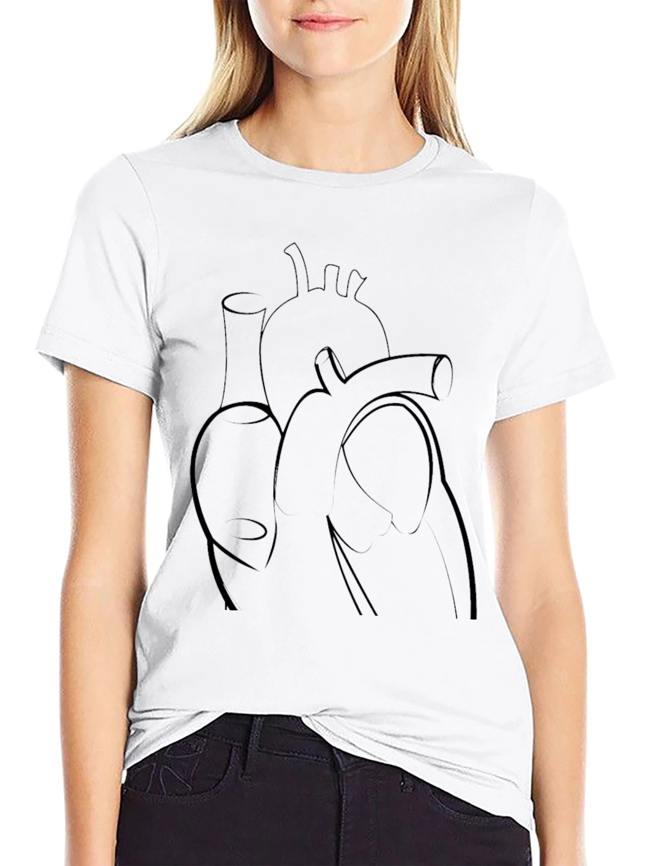 Anatomical Heart Line Art Graphic Tee - Black