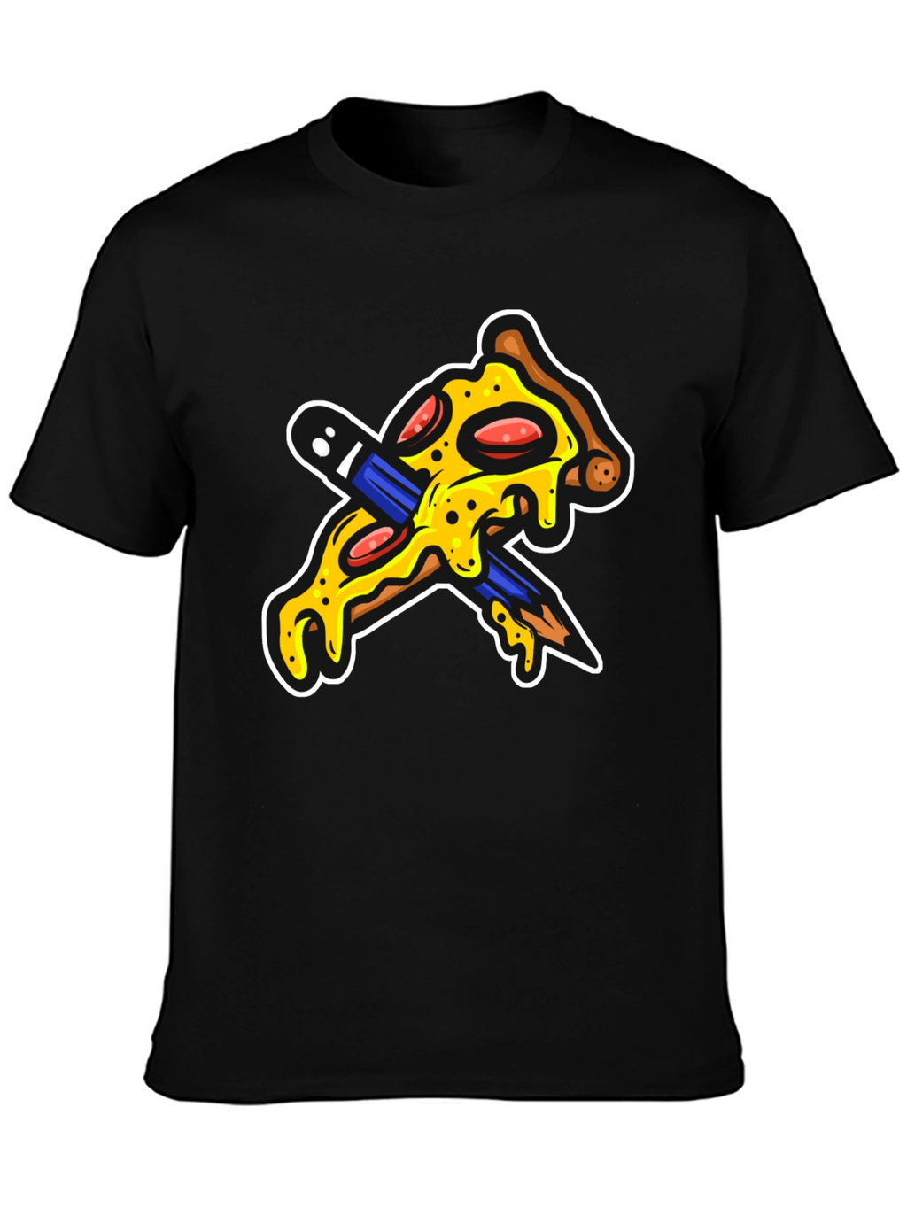 Pizza Pencil Graphic Black T-Shirt