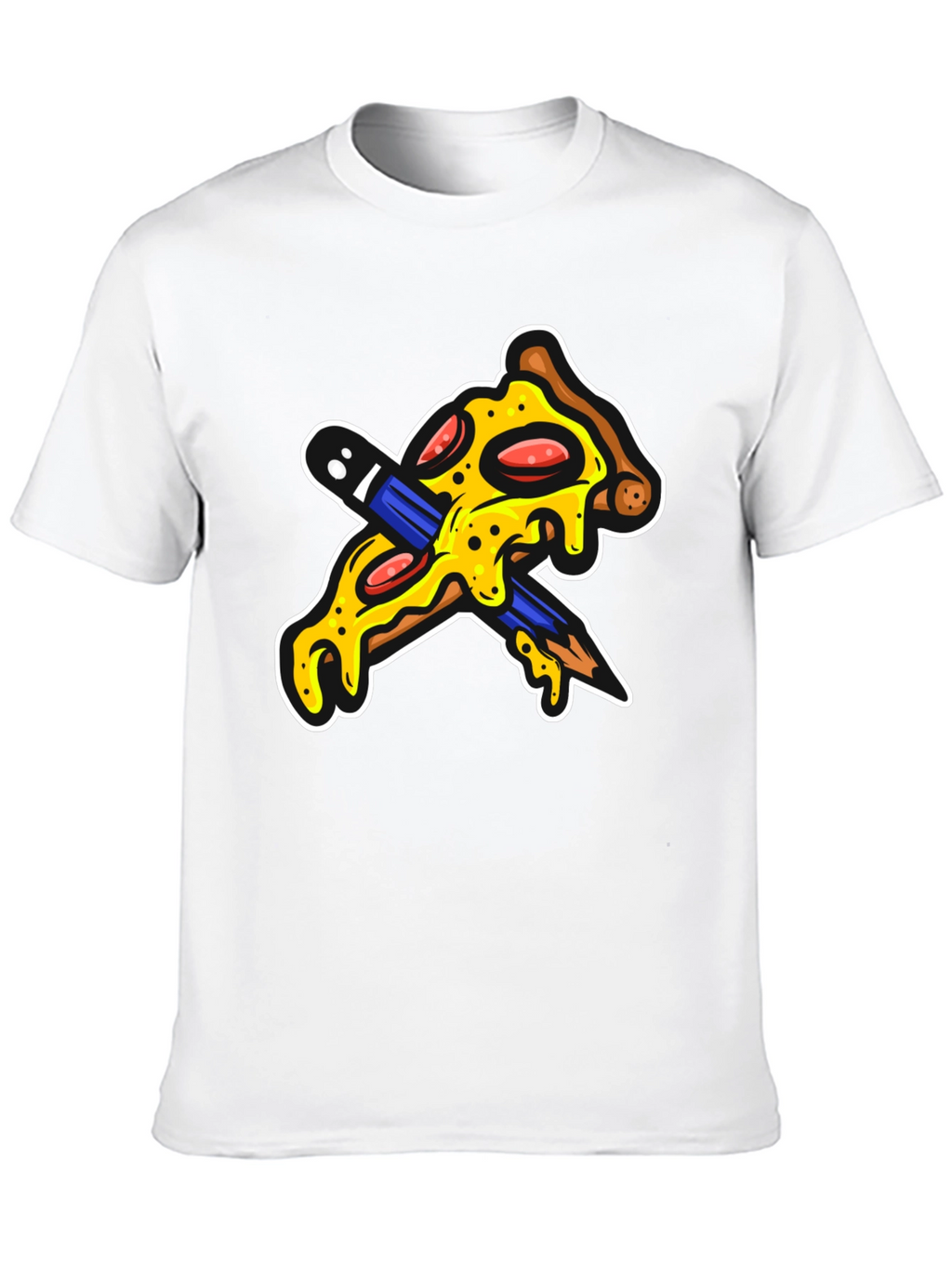 Pizza Pencil Graphic Black T-Shirt