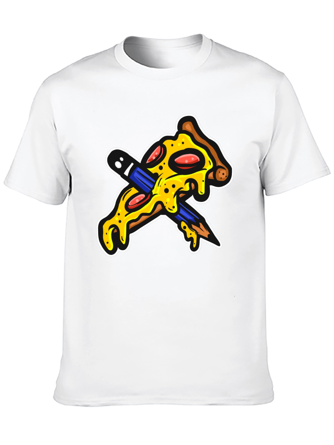 Pizza Pencil Graphic Black T-Shirt