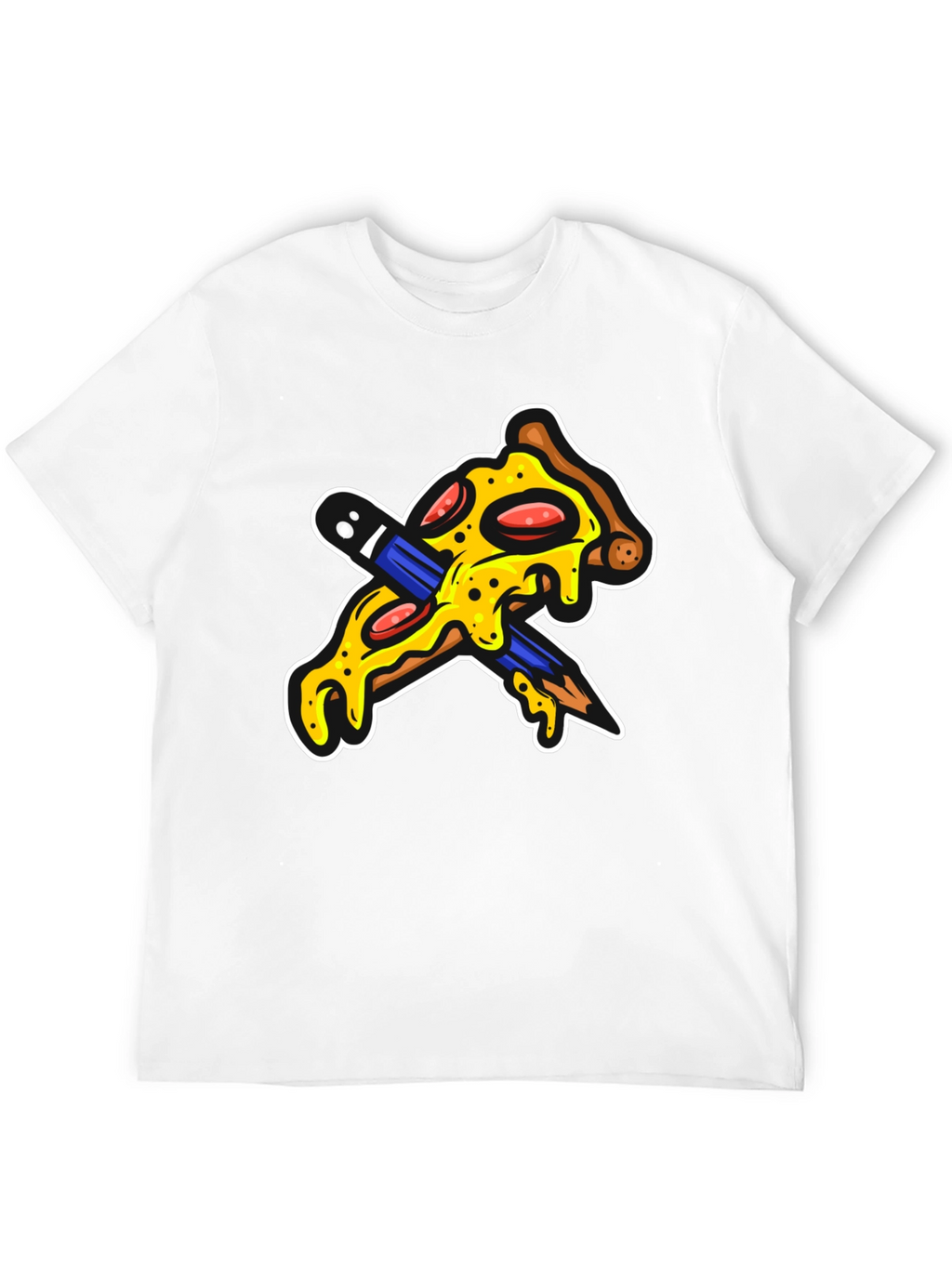 Pizza Pencil Graphic Black T-Shirt
