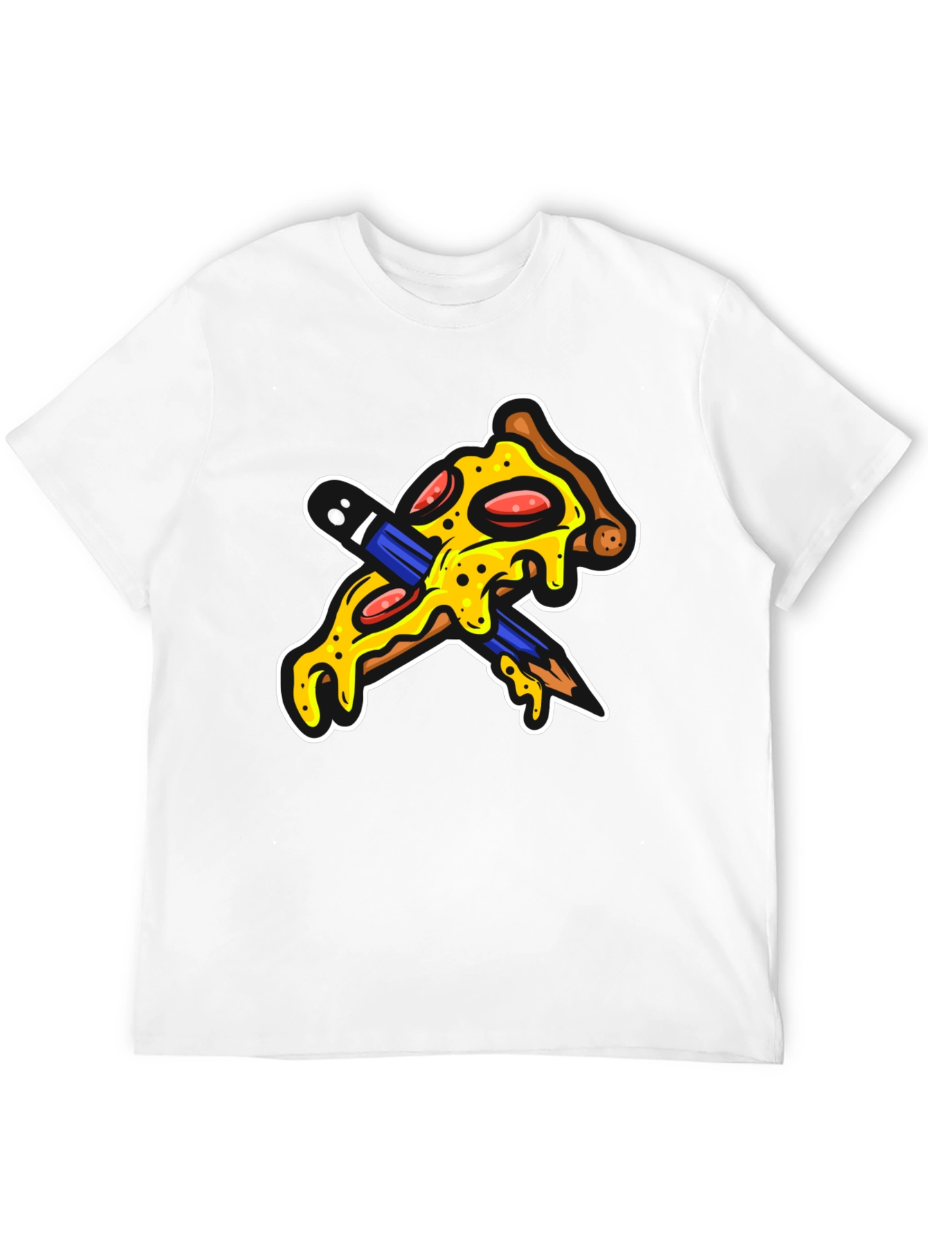 Pizza Pencil Graphic Black T-Shirt