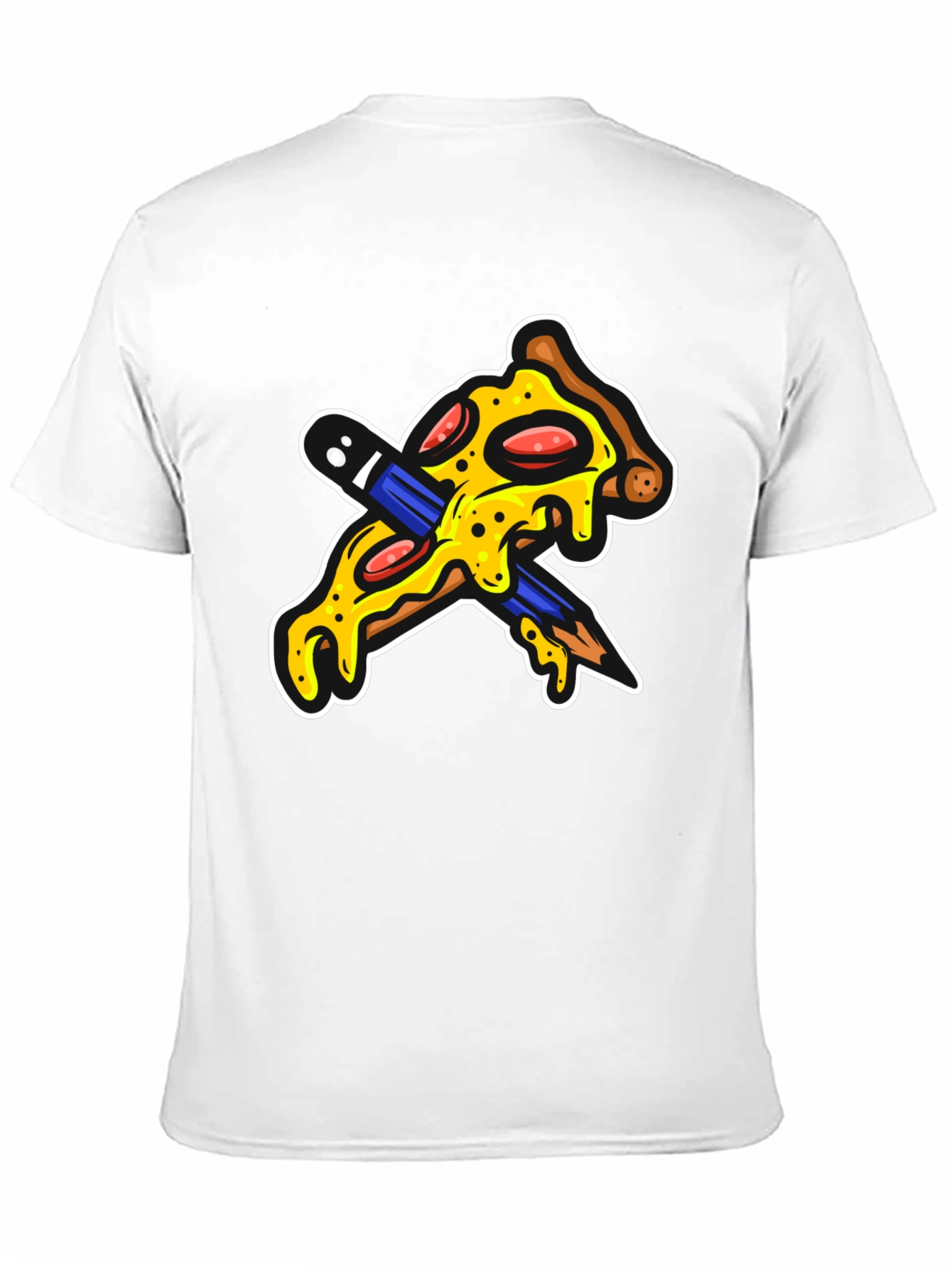Pizza Pencil Graphic Black T-Shirt