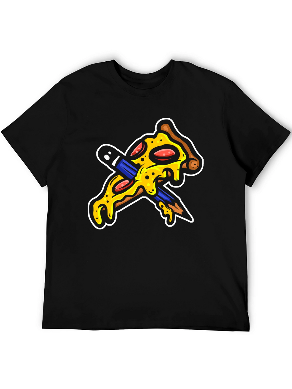 Pizza Pencil Graphic Black T-Shirt
