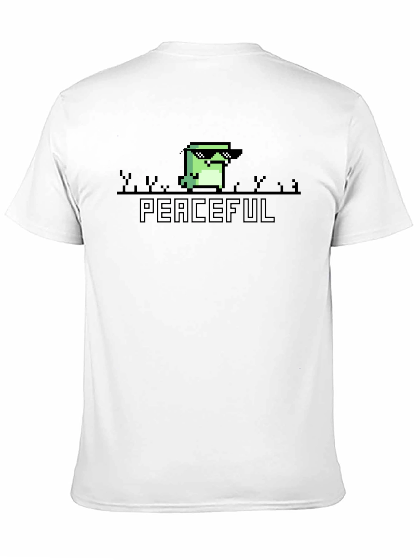 Peaceful Cool Frog Pixel Art Black T-Shirt