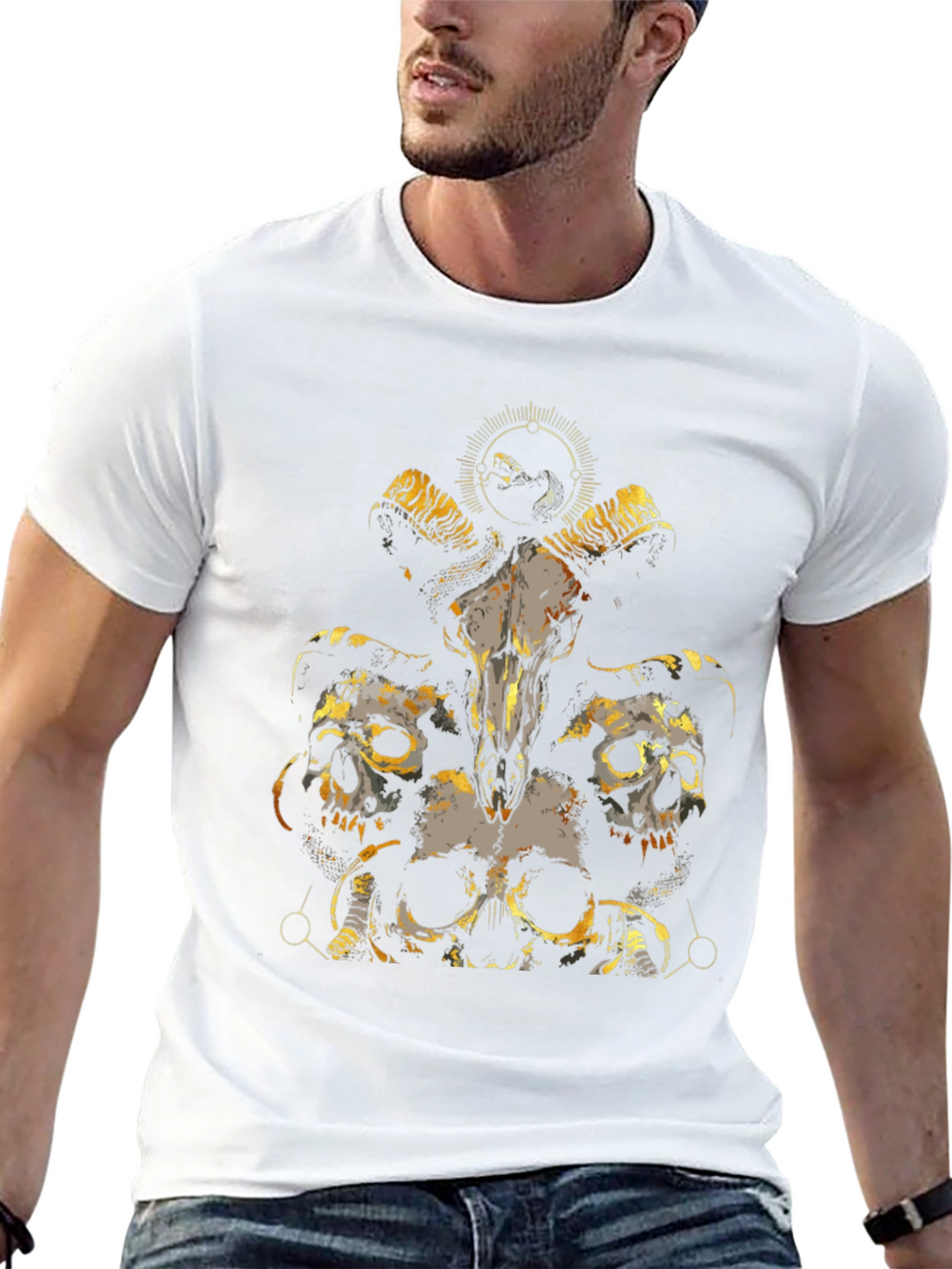 Skull & Ram Graphic Tee - Black