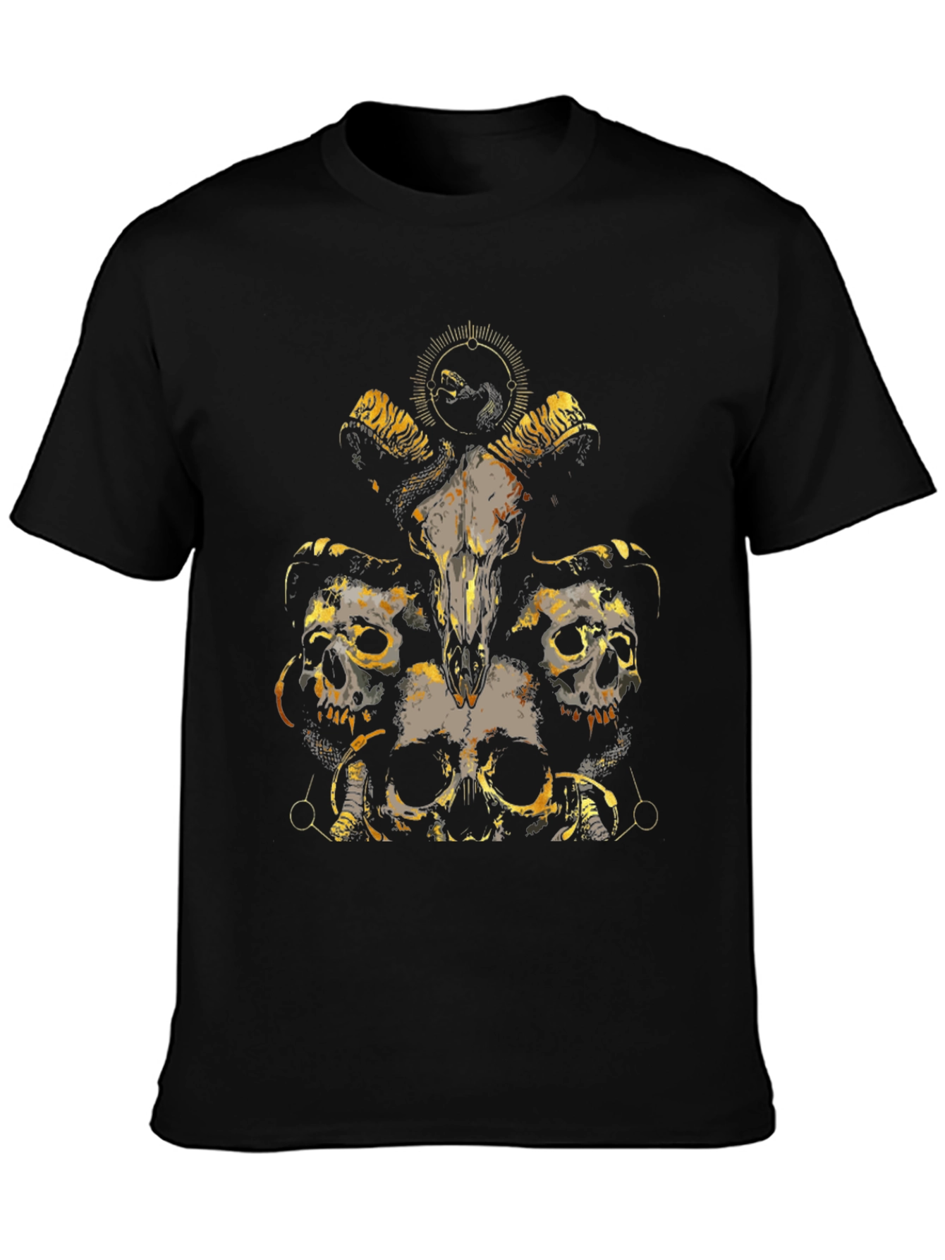 Skull & Ram Graphic Tee - Black
