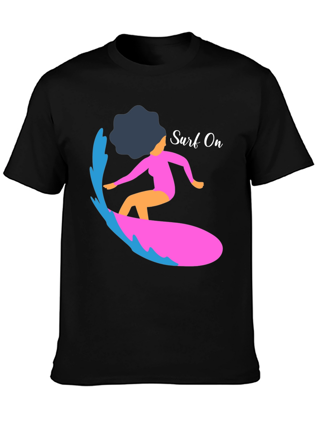Surf On Graphic Tee - Mens Casual Black T-Shirt