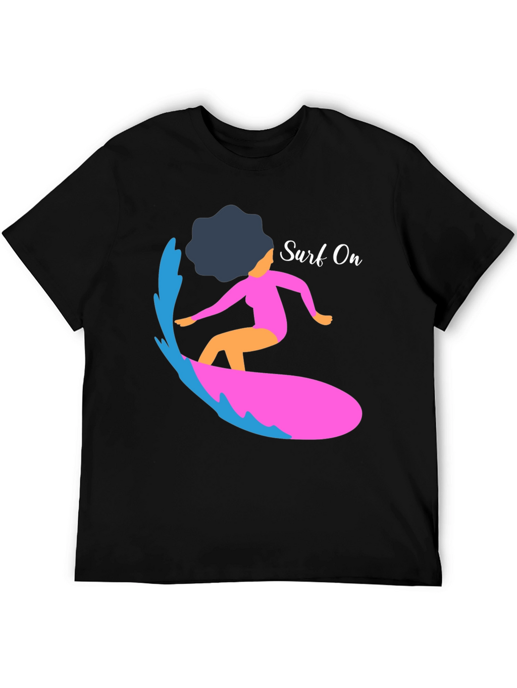 Surf On Graphic Tee - Mens Casual Black T-Shirt