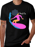 Surf On Graphic Tee - Mens Casual Black T-Shirt