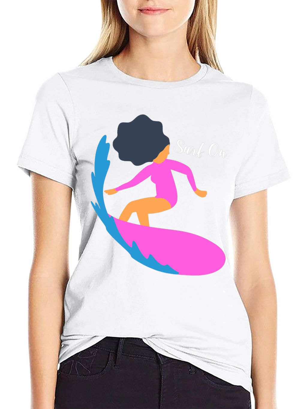 Surf On Graphic Tee - Mens Casual Black T-Shirt