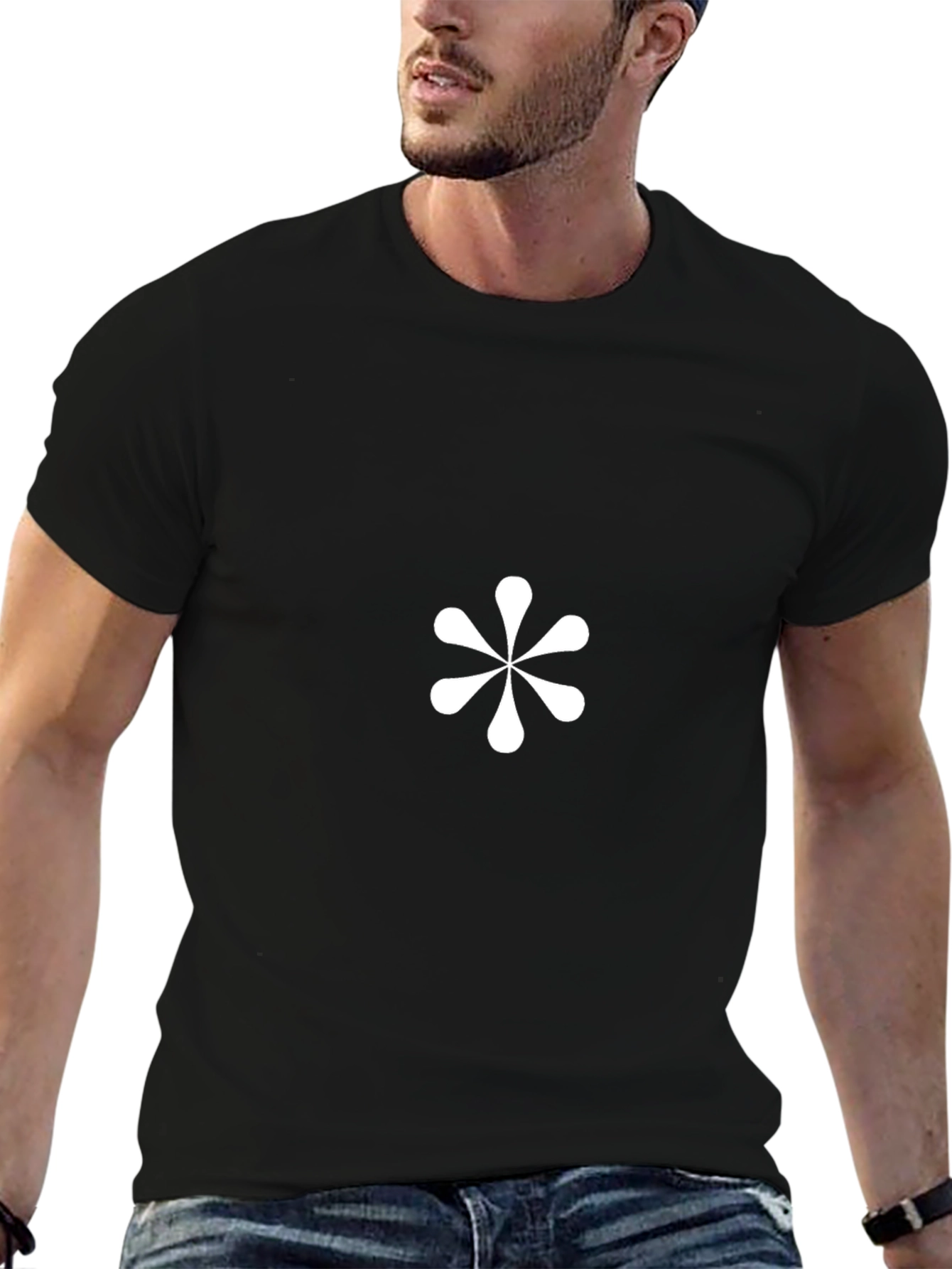 Modern Black T-Shirt with Floral Design