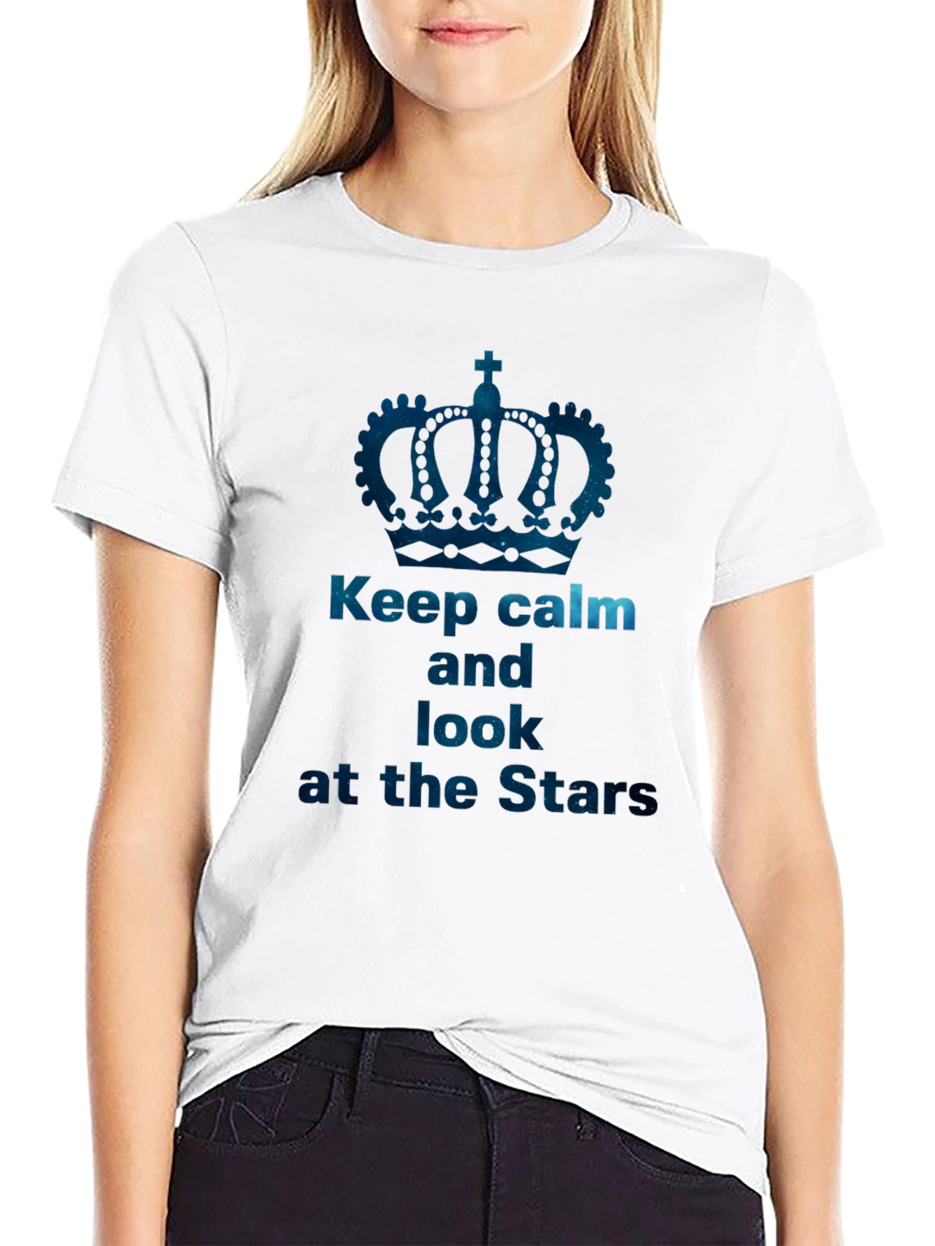 Keep Calm and Look at the Stars Black T-Shirt