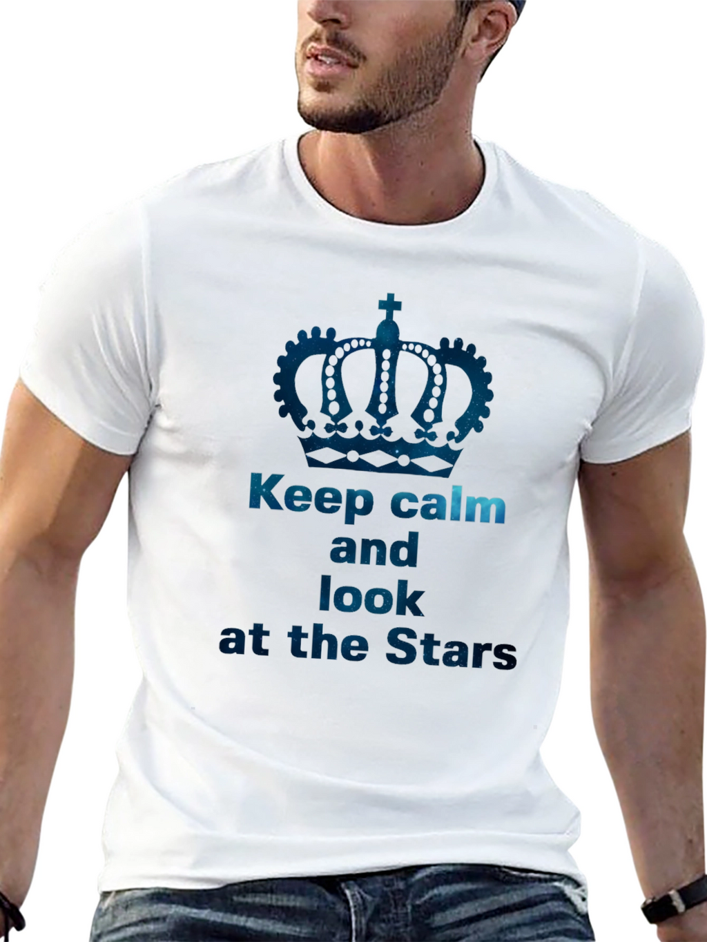 Keep Calm and Look at the Stars Black T-Shirt