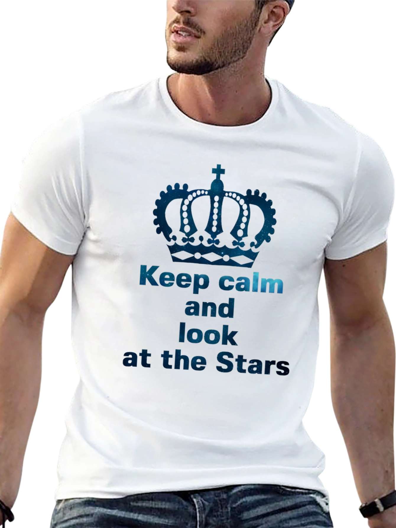 Keep Calm and Look at the Stars Black T-Shirt