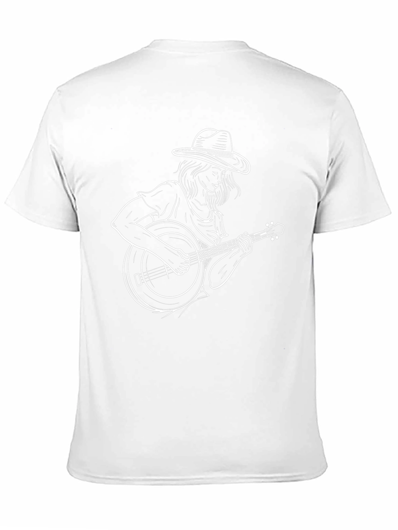 Black Graphic Tee - Woman Playing Banjo