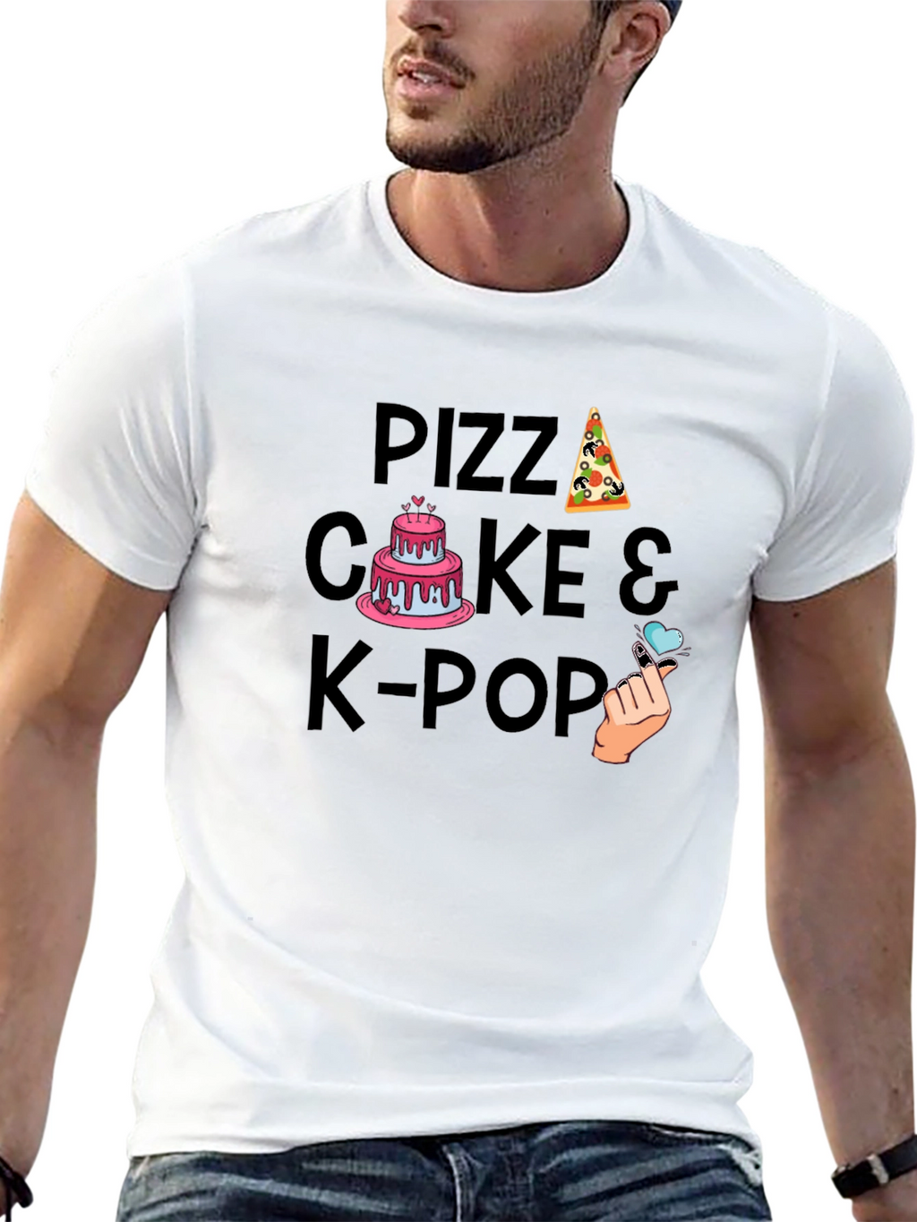 Pizza Cake & K-Pop Graphic T-Shirt