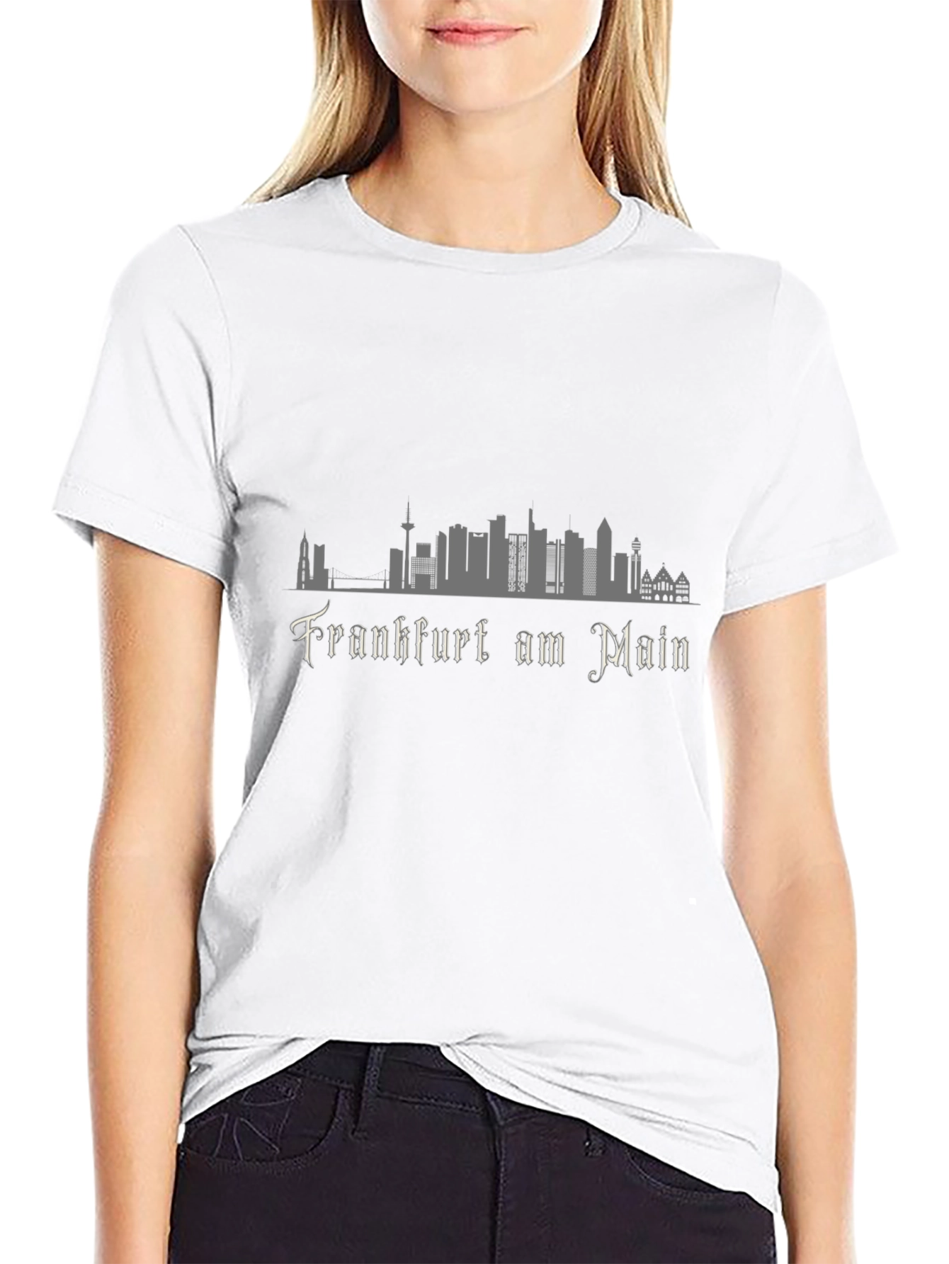Frankfurt am Main Skyline Black T-Shirt