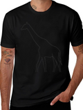 Giraffe Outline Black Tee - Unique Design