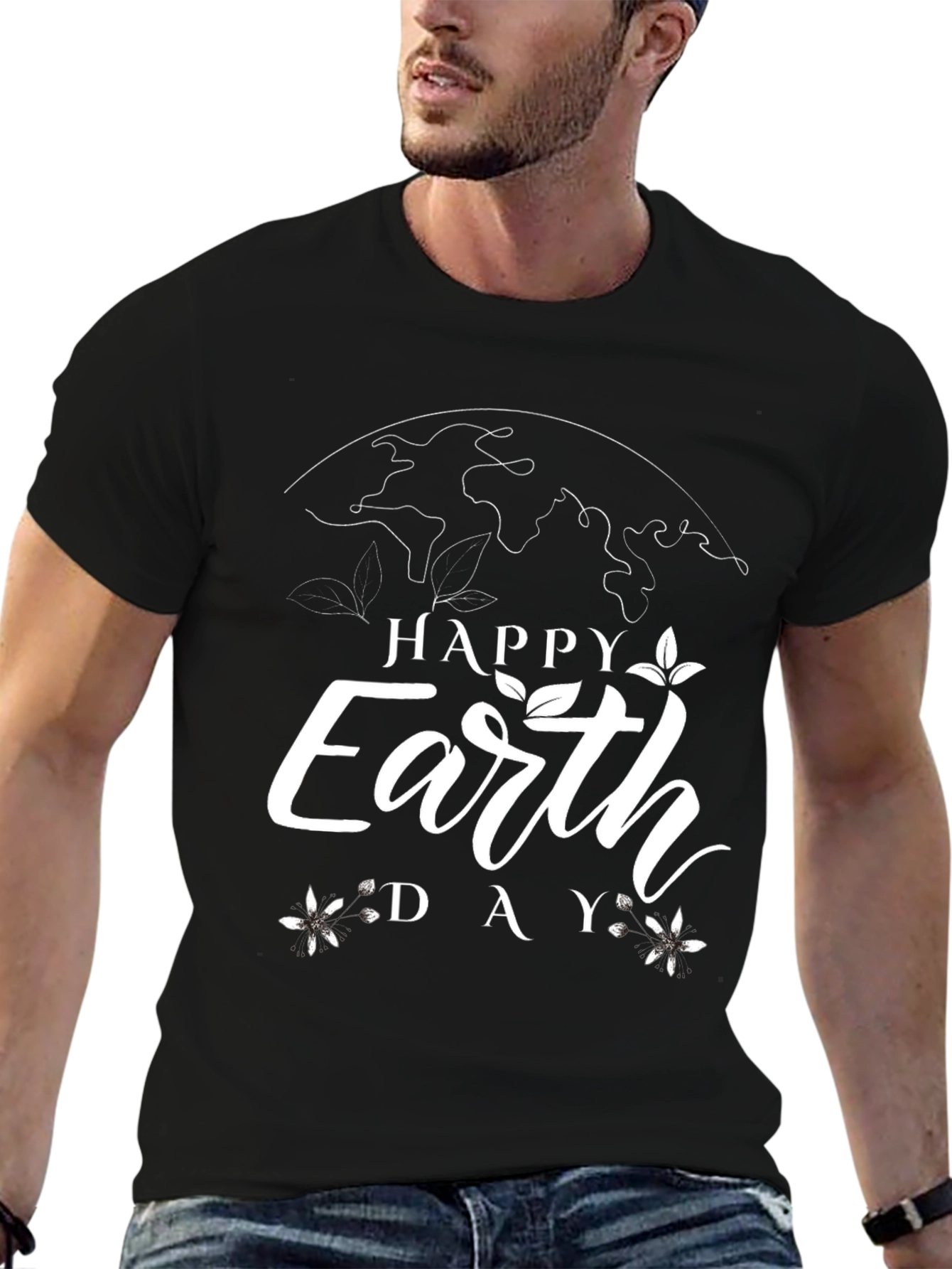 Happy Earth Day Graphic Tee - Black Cotton T-Shirt