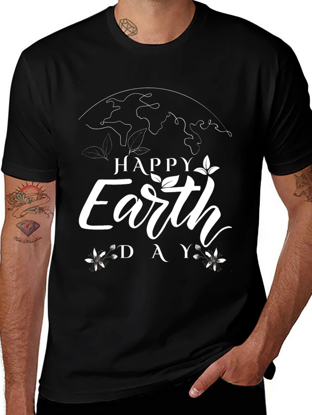 Happy Earth Day Graphic Tee - Black Cotton T-Shirt