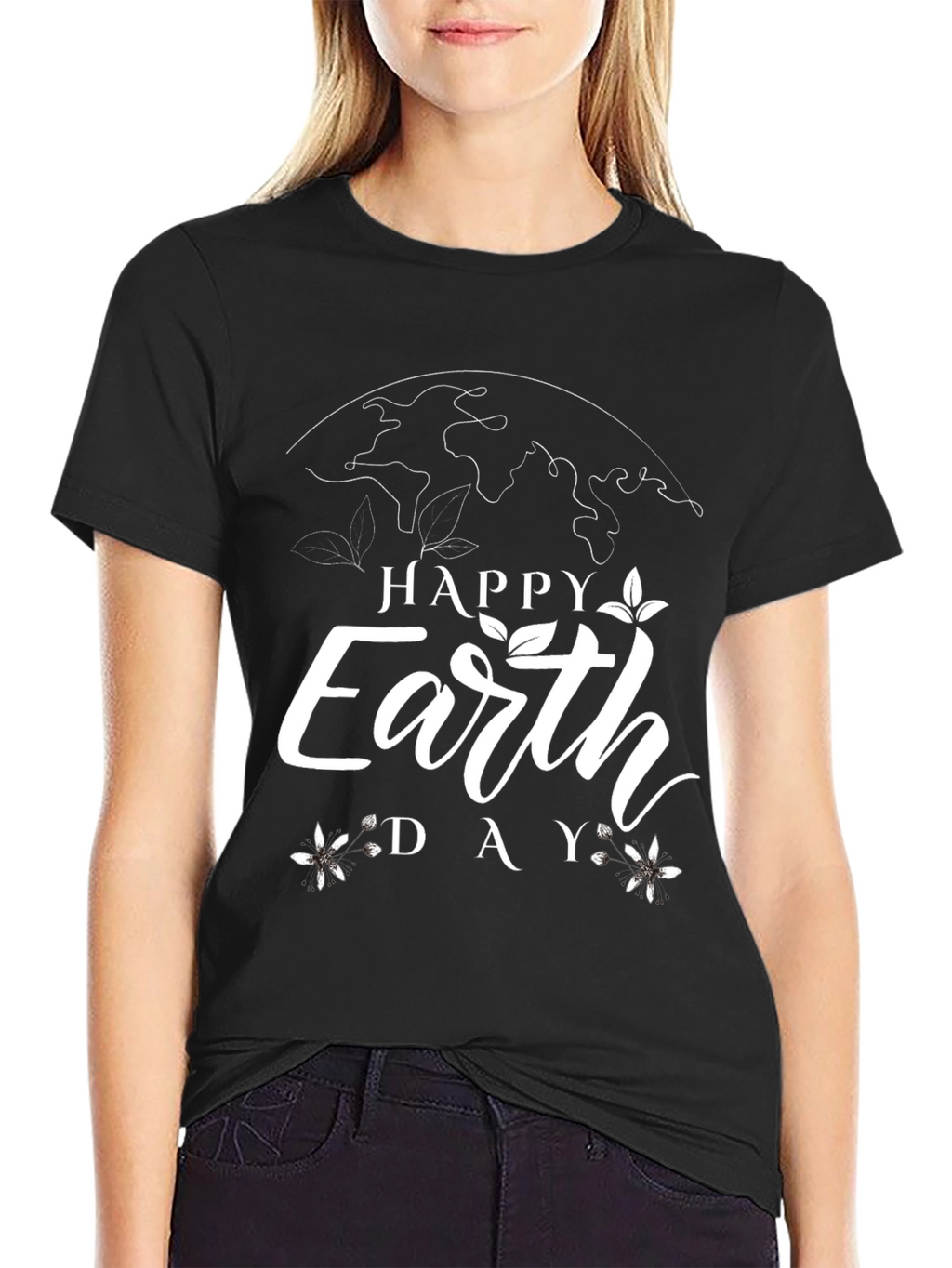 Happy Earth Day Graphic Tee - Black Cotton T-Shirt