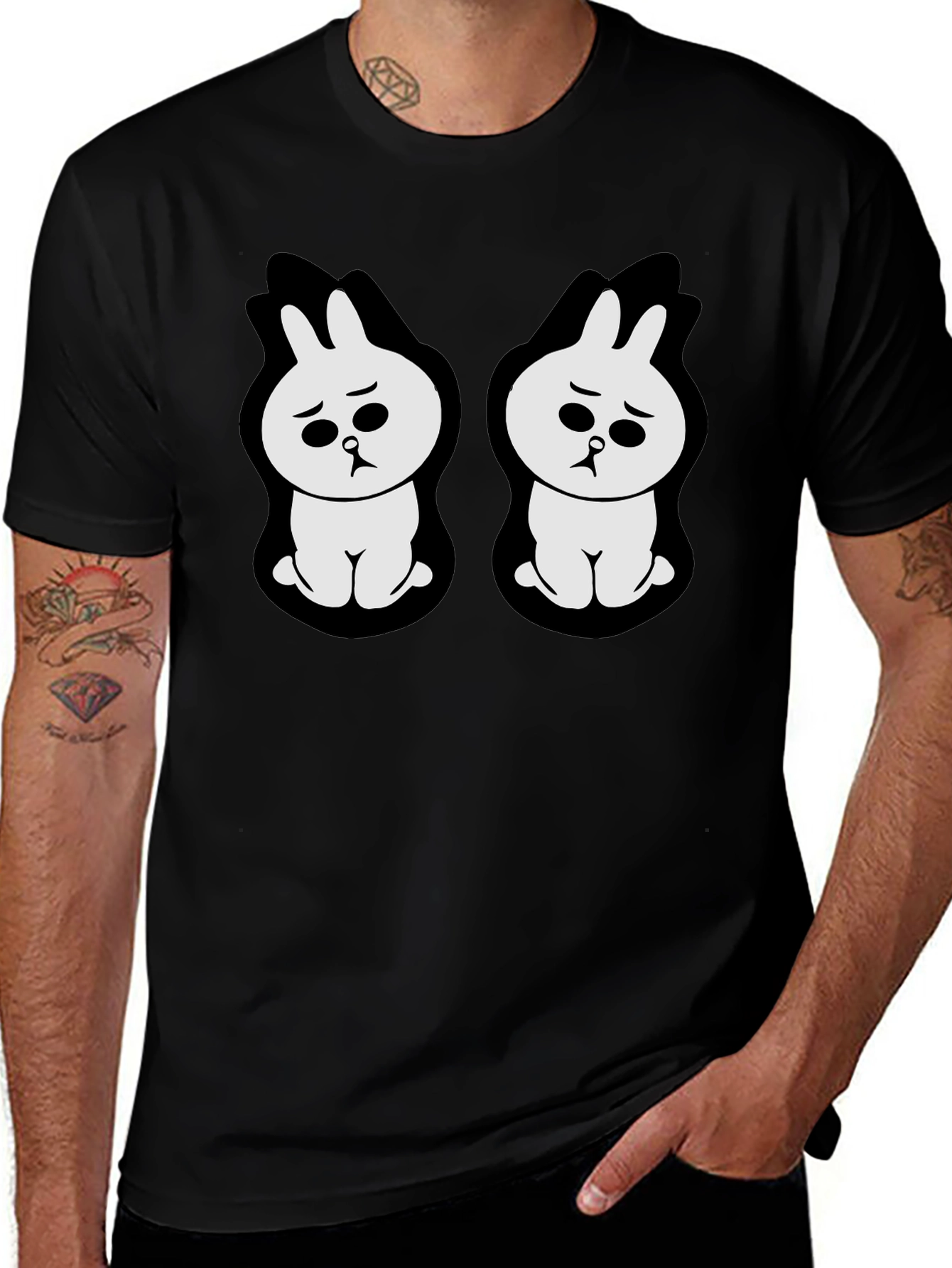 Sad Bunny Graphic Black T-Shirt