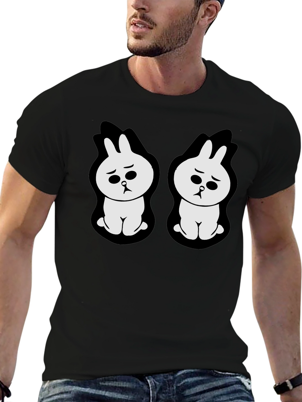 Sad Bunny Graphic Black T-Shirt
