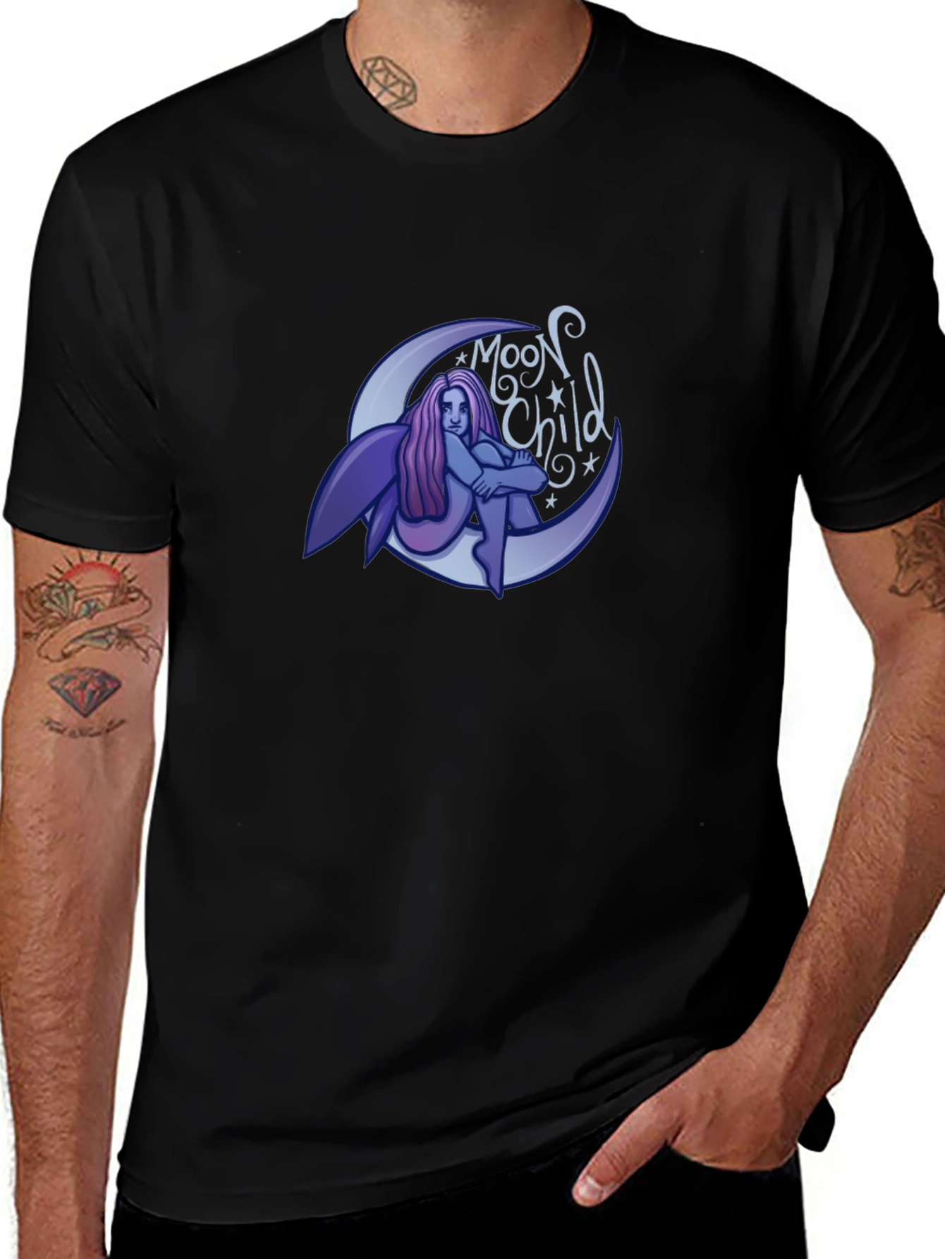 Moon Child Graphic T-Shirt - Black