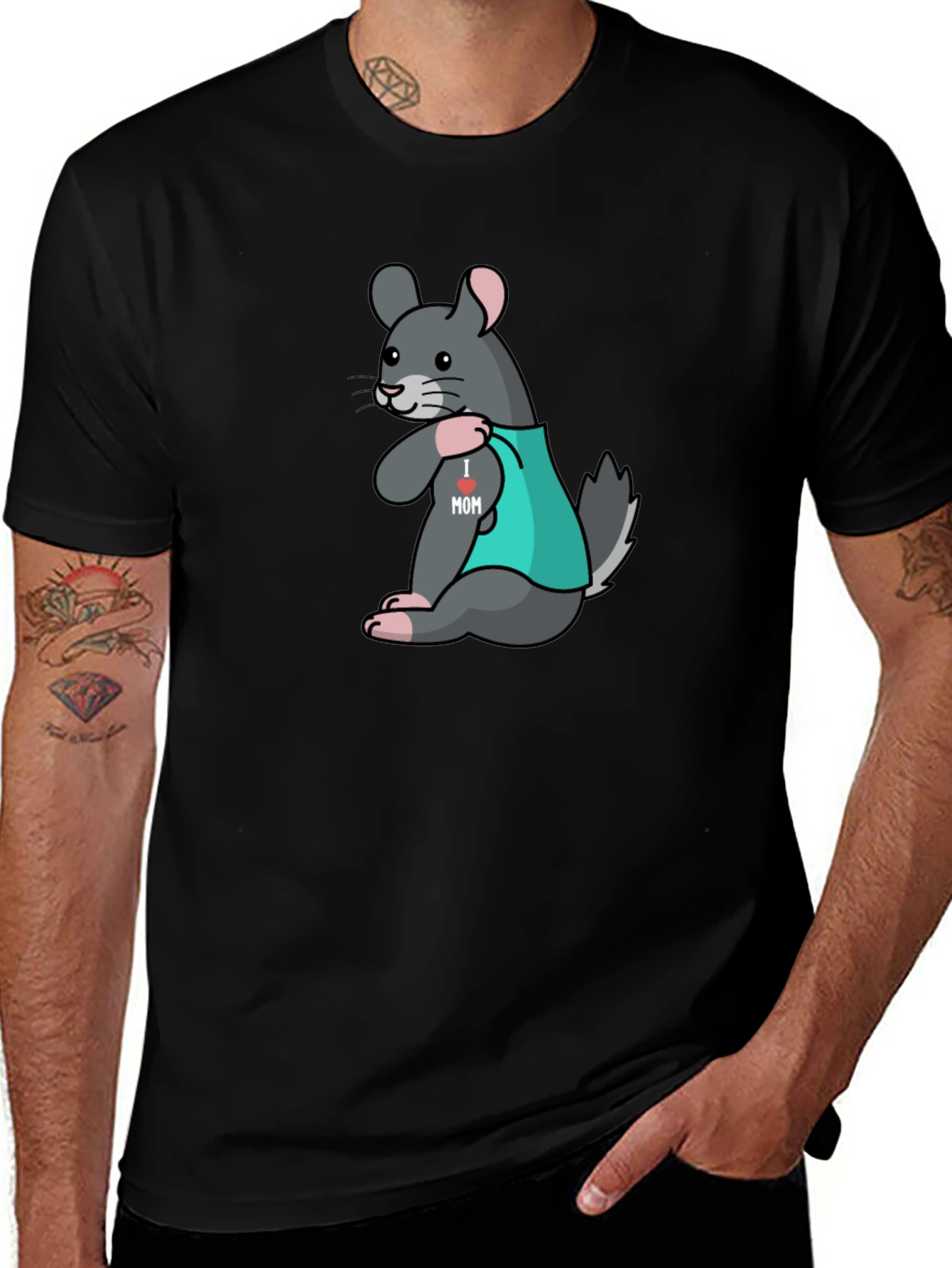 Chinchilla I Heart Mom Tattoo T-Shirt