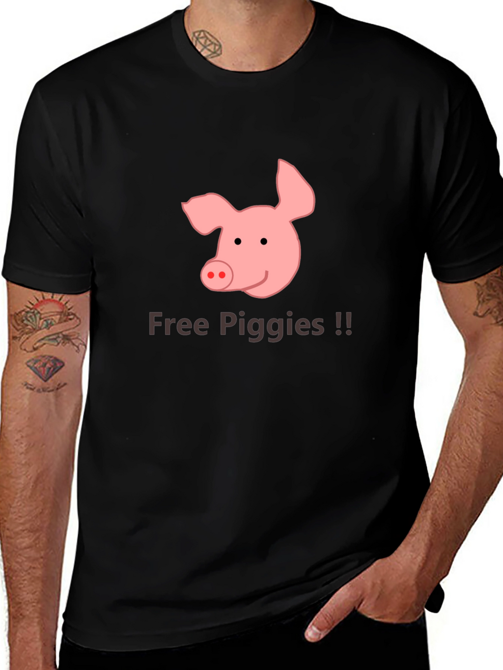 Free Piggies Black T-Shirt