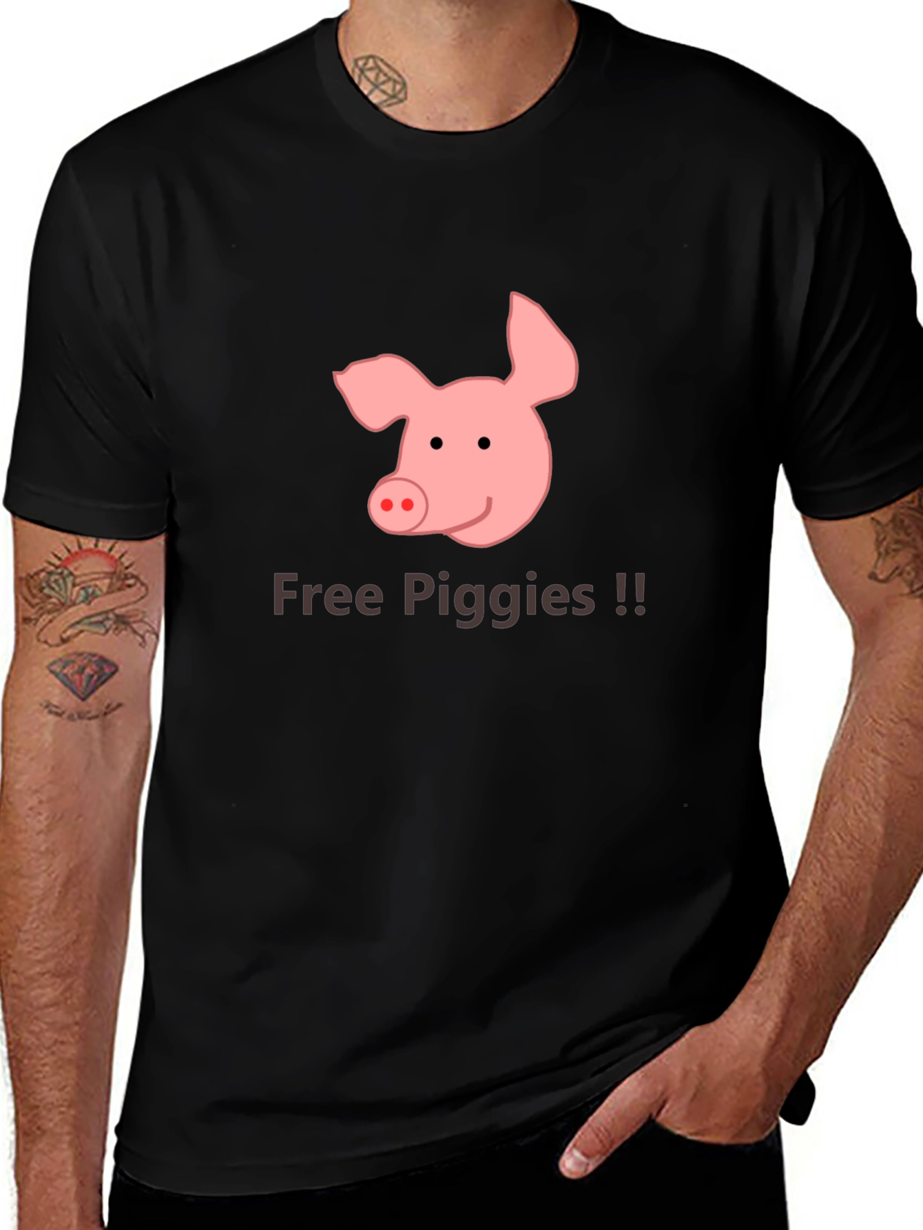 Free Piggies Black T-Shirt