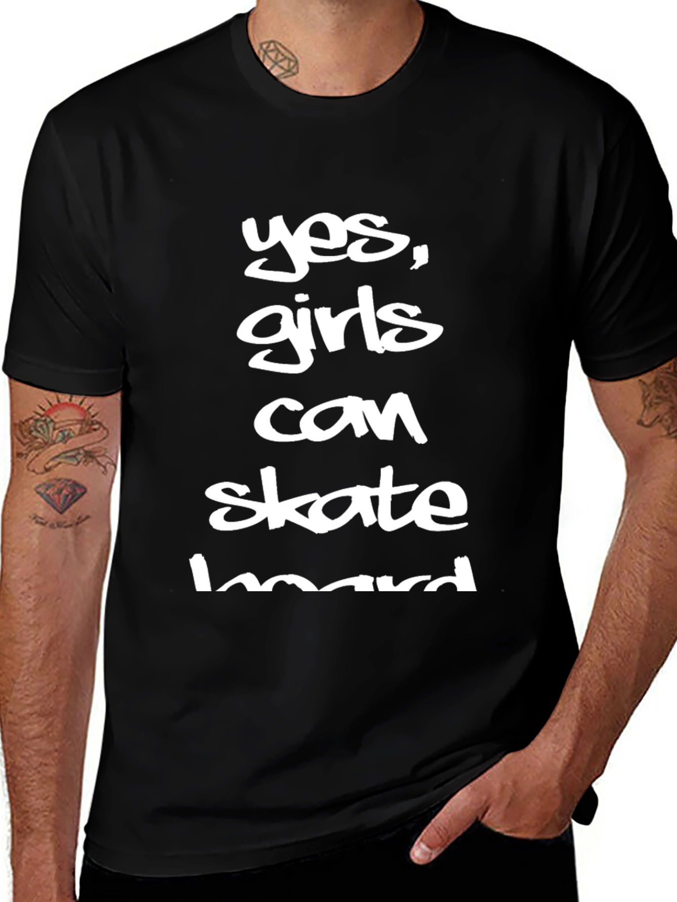 Yes Girls Can Skateboard T-Shirt - Black