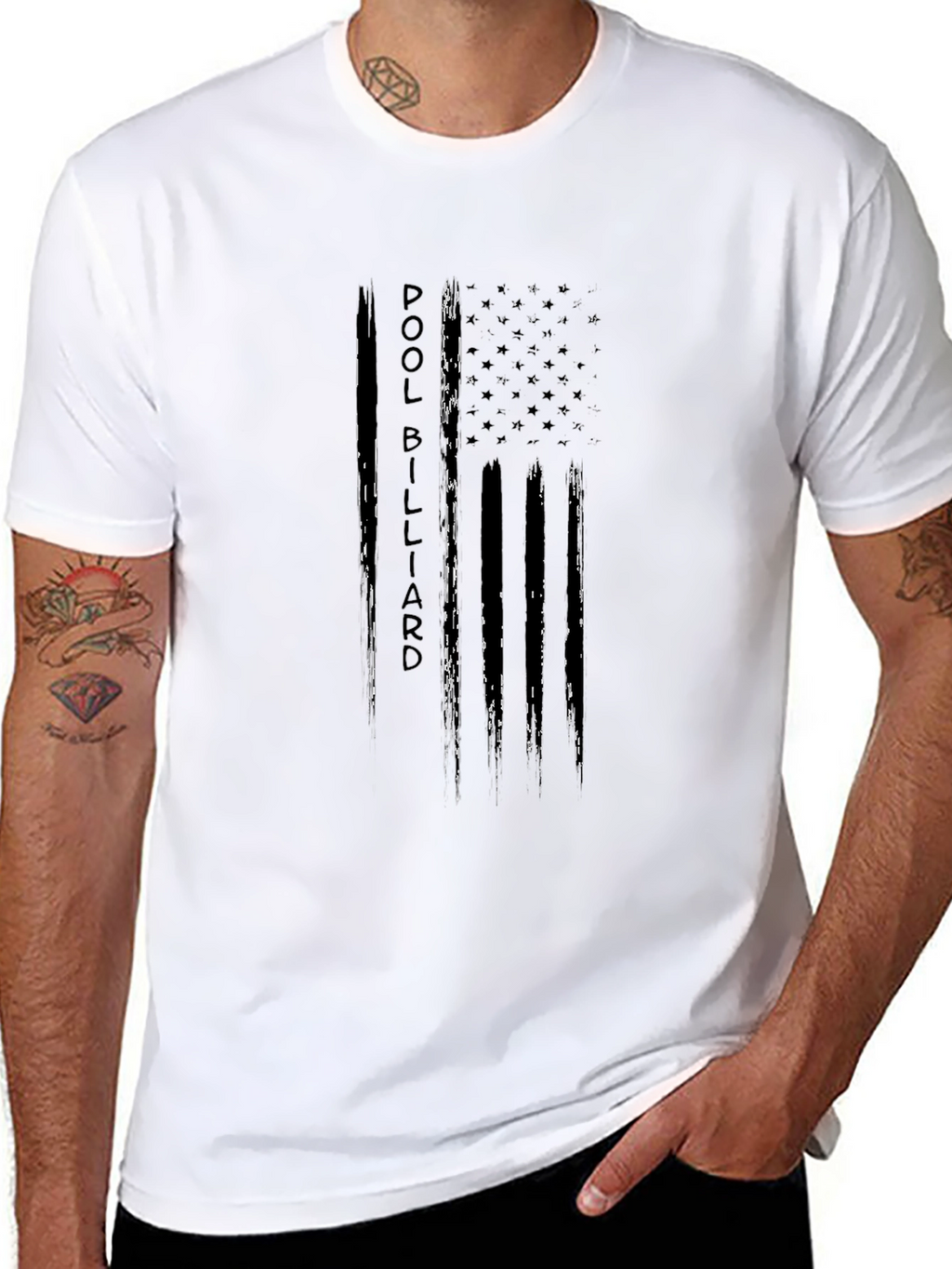 Pool Billiard T-Shirt - American Flag Design